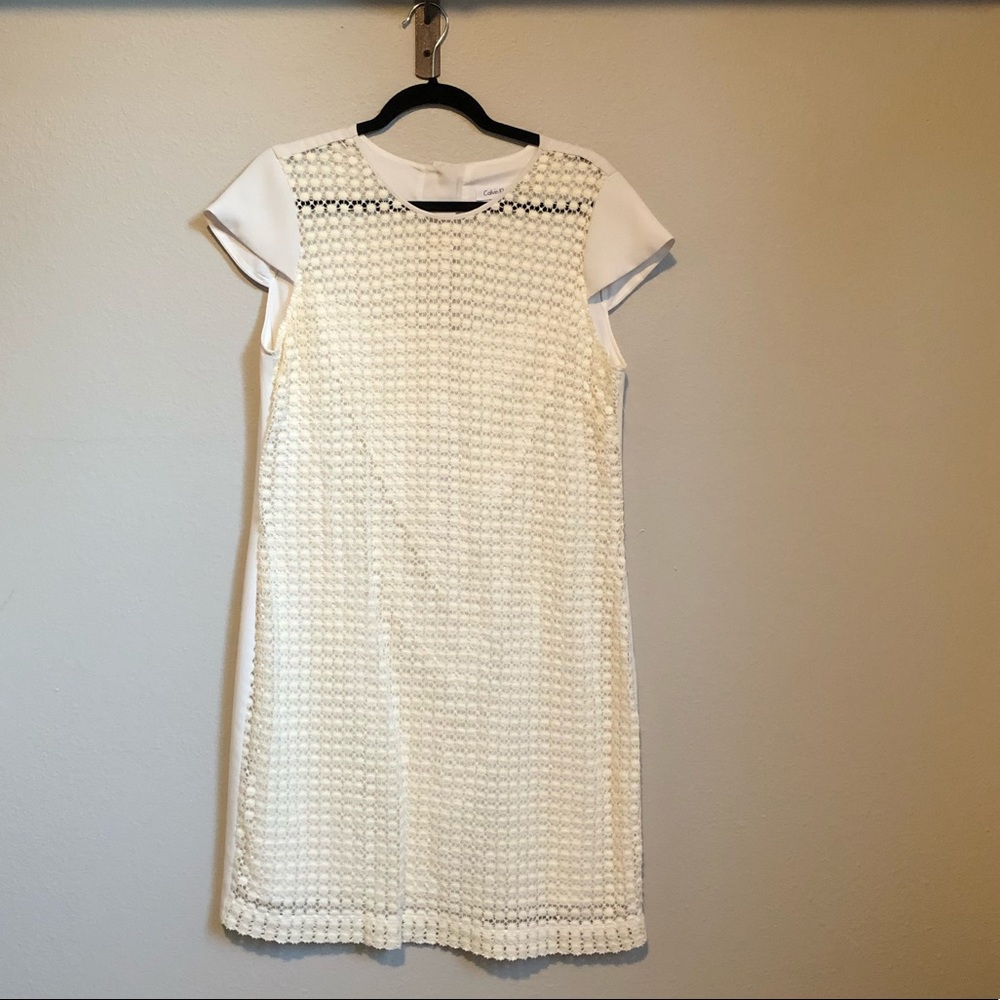 Calvin Klein White/Cream Textured Dress